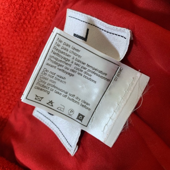 Vintage CHANEL 1998 Red Tweed 2 Piece Jacket Skirt Set Size‎ 46 - Picture 7 of 15